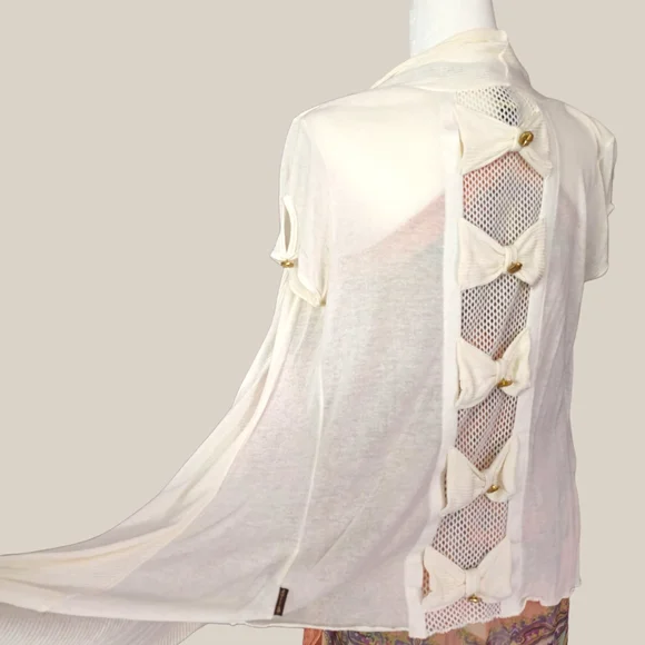 d.i.a Gyaru Cream Bow Shawl Top One-Size Japan - Picture 3 of 6